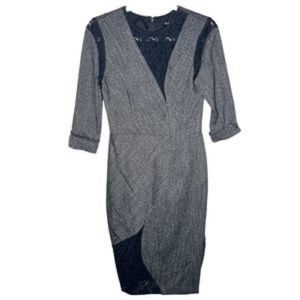 Black Halo tweed and lace dress